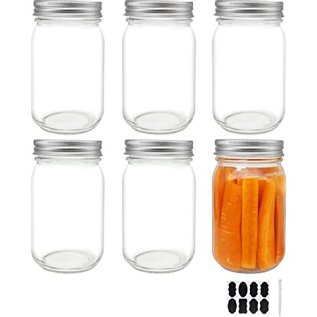 Pack Glass Regular Mouth Mason Jars Clear Glass Jars With Silver