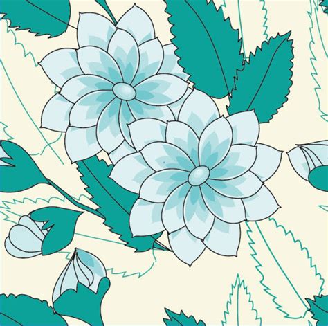 Set Of Drawing Seamless Flower Pattern Vector Vectors Graphic Art