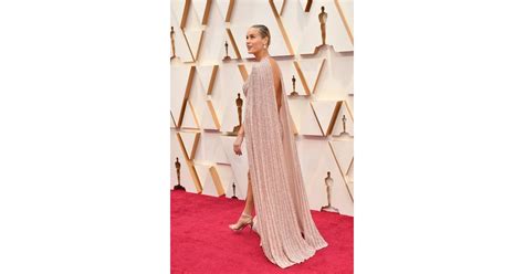 Brie Larsons Celine Cape Dress Oscars 2020 Photos Popsugar Fashion