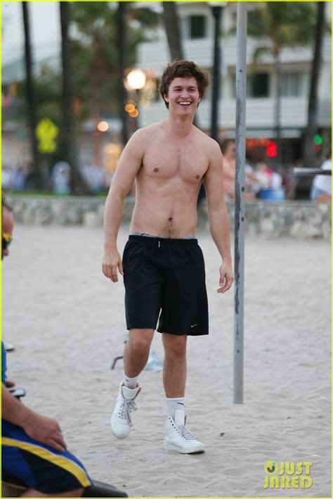 Ansel Elgort Goes Shirtless For A Workout At The Beach Photo