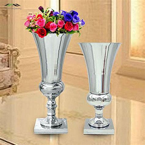 Buy 2pcslot Silver Metal Wedding Flower Vase Table