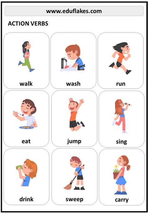 Action Verbs Action Verbs Flashcards Language Develop