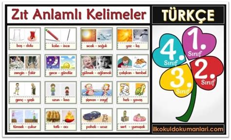 Zıt Anlamlı Kelimeler Pano Çalışması | İlkokul Dokümanları