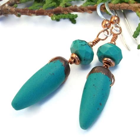 Turquoise Spikes Spike Earrings Turquoise And Copper Polymer Clay