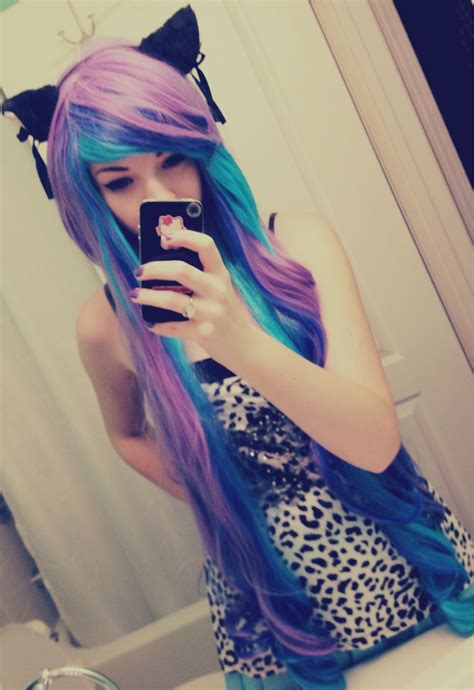 Purple And Blue Hair I Want My Hair To Be That Long