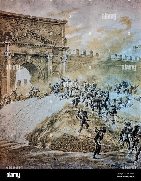 Italian Risorgimento - the breach of Porta Pia September 20, 1870 Stock ...