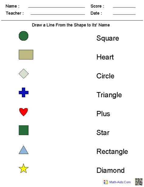 There are different shapes like quarters of circles and halves and i dont know how to work it out u have to use pi. Matching Shapes to Their Names Worksheets | Kindergarten ...