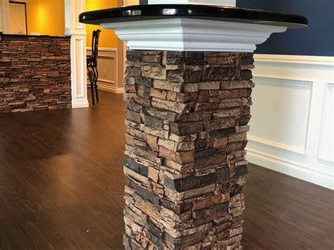 Norwich Stacked Stone Column Wrap In Desert Sand Color Fake Stone Wall