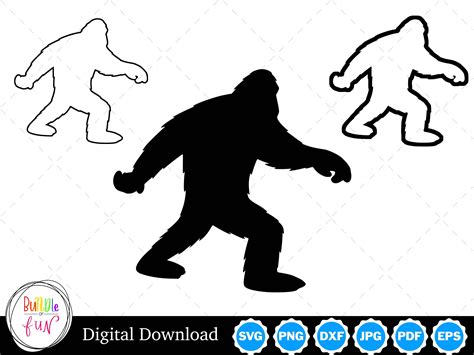 Sasquatch Silhouette With Two Outlines Sasquatch Svg Etsy
