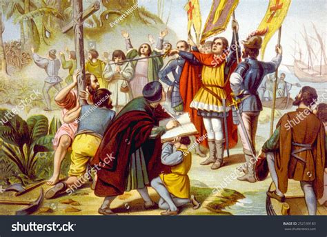 Christopher Columbus Taking Posession Of The New World In San Salvador