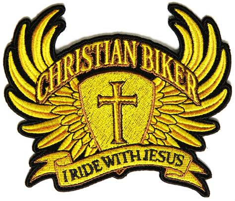 Christian Biker Patch Small In Brown I Ride With Jesus Christian