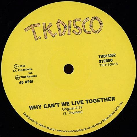 Why Cant We Live Together Yellow Vinyl Timmy Thomas 12 Music Mania Records Ghent