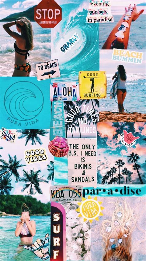 Pink Beach Aesthetic Wallpaper Collage Beach Aesthetic Collage