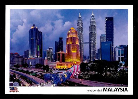 Malaysia Postcard Kuala Lumpur City Night View Hobbies Toys Collectibles Memorabilia