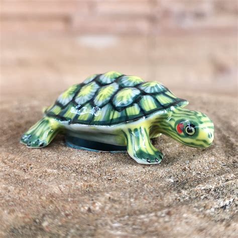 Ceramic Turtle Figurine Hand Painted Porcelain Tortoise Statue Etsy