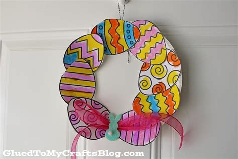 Paper Plate Easter Egg Wreath Craft