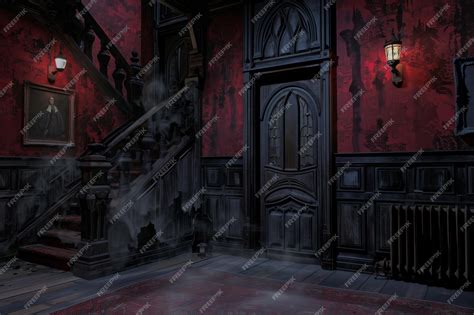 Premium Photo | Spooky ghostly figure appears on the staircase of an