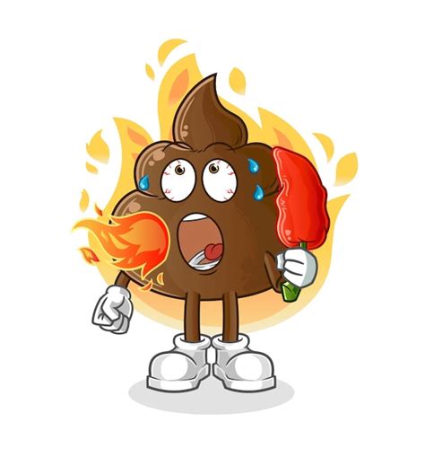 Premium Vector The Poop Eat Hot Chilie Cartoon Mascot Mascot