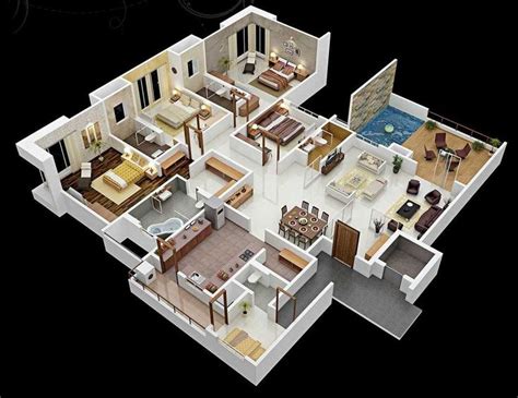 Enchanting Simple House Plan With 5 Bedrooms 3d And