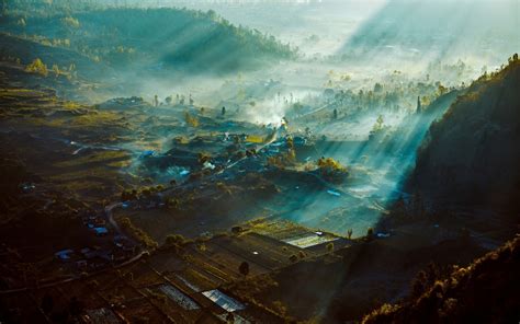 Wallpaper 1920x1200 Px Bali Field Indonesia Landscape Mist