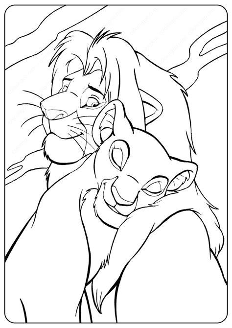 Save coloring page color online. Simba and Nala Coloring Pages in 2020 | Lion king art ...
