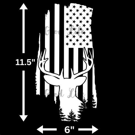 Deer Hunting Decal Distressed American Flag And Buck Etsy