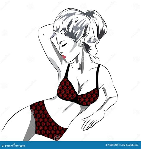 Beautiful Woman In Lace Lingerie Stock Vector Illustration Of Model Female 95995205