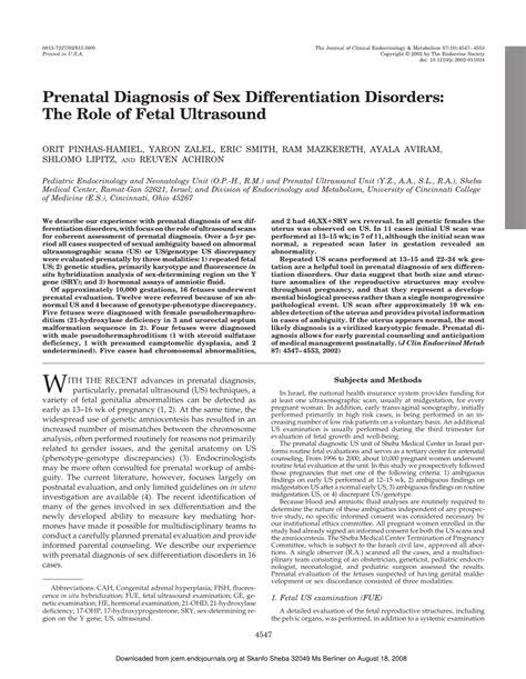 Pdf Sex Differentiation Disorders Sdd Prenatal Sonographic