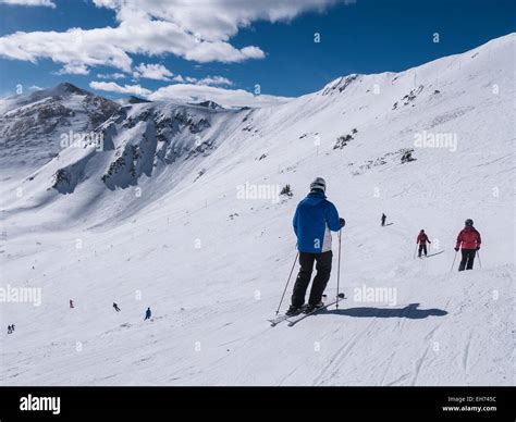 Skiers Preparing To Descend From The Top Of Peak 6 Breckenridge Ski