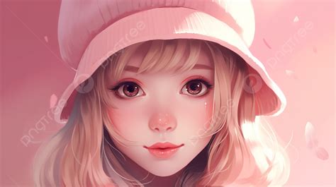 Cute Anime Girl With Pink Hat In Pink Background Cute Pink Profile