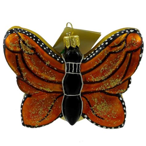 Holiday Ornament Monarch Butterfly Glass Spring Catepillar Ha104707