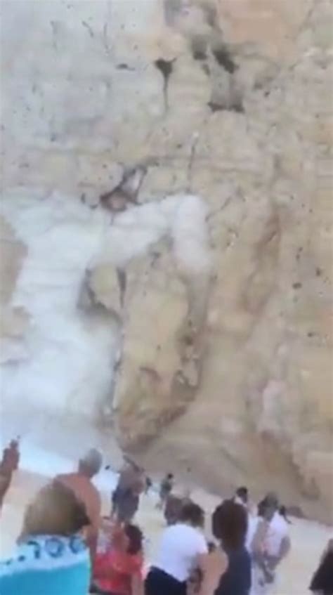 Horrifying Moment Landslide Hits Zante Beach Packed With