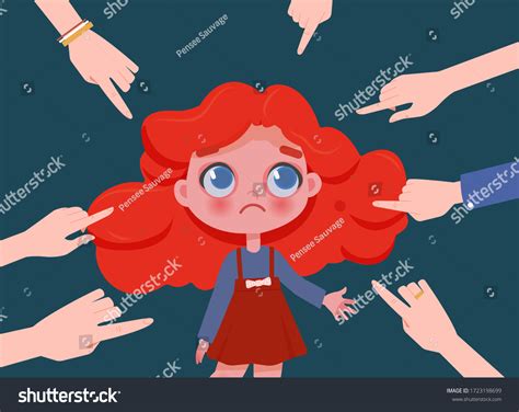 Sad Girl Being Bullied School Fingers Stock Vector Royalty Free 1723198699 Shutterstock