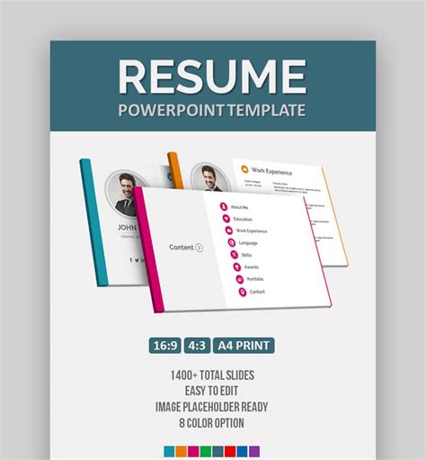 30 Creative Powerpoint Resume Templates Best Ppt Cv Layout Examples 2020