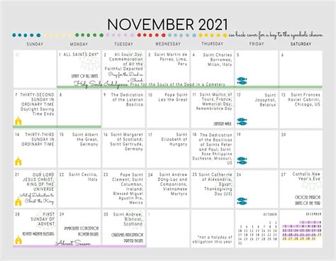 Catholic Year 2021 Calendar Template Printable