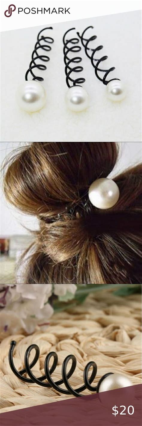 330 3 Piece Simulated Pearl Spiral Hair Pins Brand New Boutique Item
