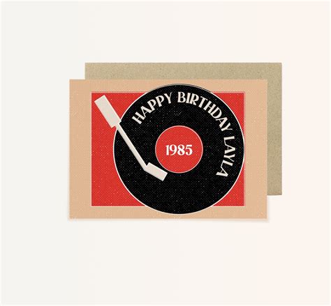 Vinyl Record Birthday Card Personalised Card Record Etsy