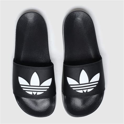 Mens Black And White Adidas Adilette Lite Sandals Schuh