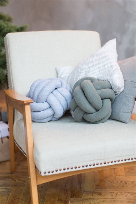 Knot Pillow Gray Knotted Pillow Knot Cushion Chunky Etsy