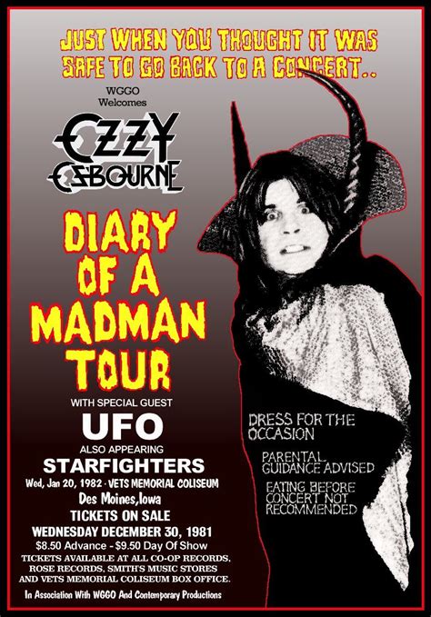 Ozzy Osbourne Randy Rhoads Diary Of A Madman Tour Concert Flyer