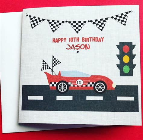 Boys Race Car Birthday Card Handmade And Personalised 6th 8th Etsy