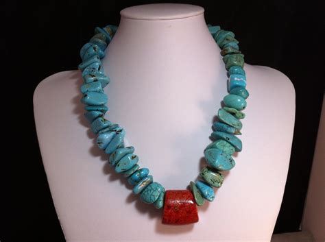 Large Stone Faux Turquoise Necklace Turquoise By Gryphondesigns