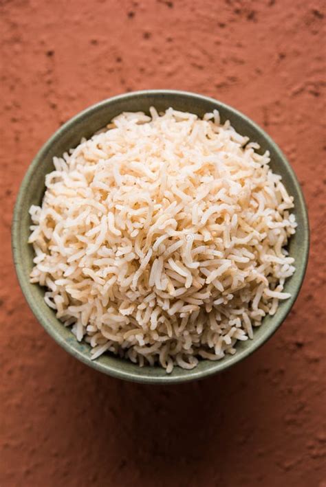 Cooked Or Steamed Brown Basmati Rice Served In Bowl Stock Image Image
