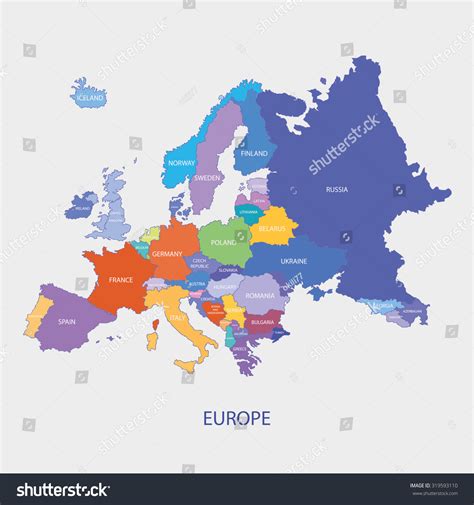 SVG Of Europe Map With Borders And Name Of The Countries Illustration Vector