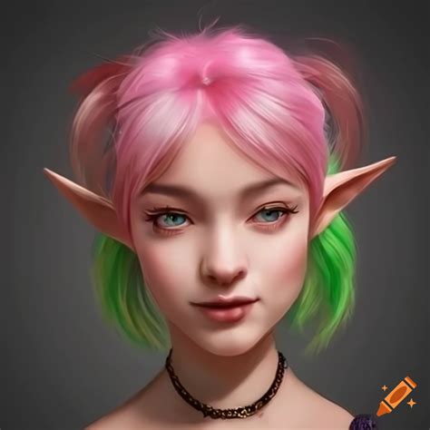 Art Of An Elf Girl With Colorful Hair On Craiyon