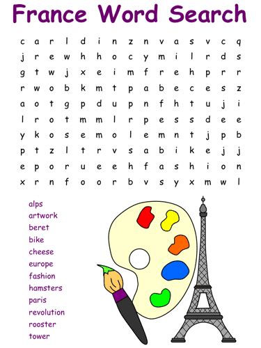 France Word Searches | France words, Words, Hidden words