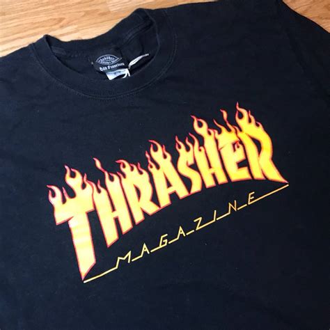 Thrasher Authentic Thrasher Flame Logo Black Long Sleeve T Shirt Grailed