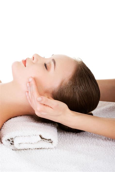Relaxed Woman Enjoy Receiving Face Massage Stock Image Image Of Beauty Hand 39751983