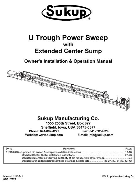 Sukup U Trough Power Sweep Owners Installation And Operations Manual Pdf