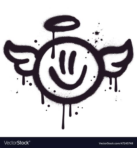 Urban Graffiti Spray Paint Angel Smile Emoticon Vector Image